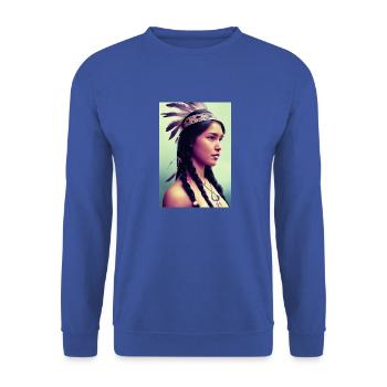 Außergewöhnliche Frau - Unisex Pullover - Royalblau - Vorne - Alina (178cm) & Michal (187cm)