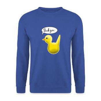 canard toi canard caoutchouc canard baignade animal humour drôle - Sweat-shirt Unisexe - bleu royal - Devant - Alina (178cm) & Michal (187cm)