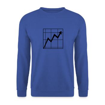 Aktien Kurs Diagramm Aktienkurs Pfeil - Unisex Pullover - Royalblau - Vorne - Alina (178cm) & Michal (187cm)