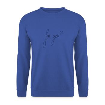 romantisch geschwungenes for you für Valetninstag - Unisex Pullover - Royalblau - Vorne - Alina (178cm) & Michal (187cm)