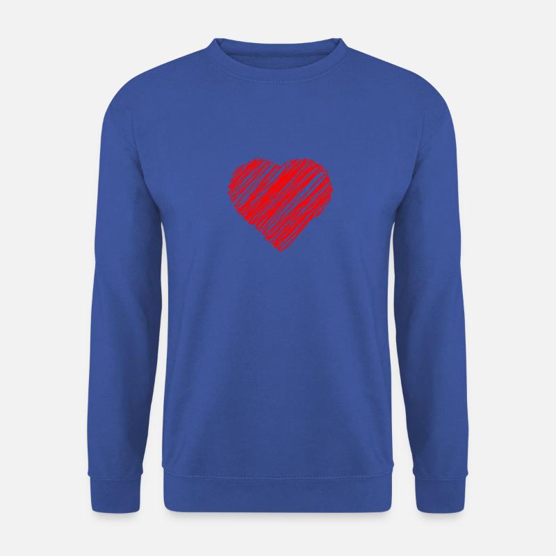 Herz rot groß Striche Zeichnung Liebe lieben - Unisex Pullover - Royalblau
