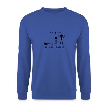 Burpees - Workout Training Fitness - Bande dessinée - Sweat-shirt Unisexe - bleu royal - Devant - Alina (178cm) & Michal (187cm)