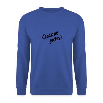 oack ne jechn - Unisex Pullover - Royalblau - Vorne - Alina (178cm) & Michal (187cm)