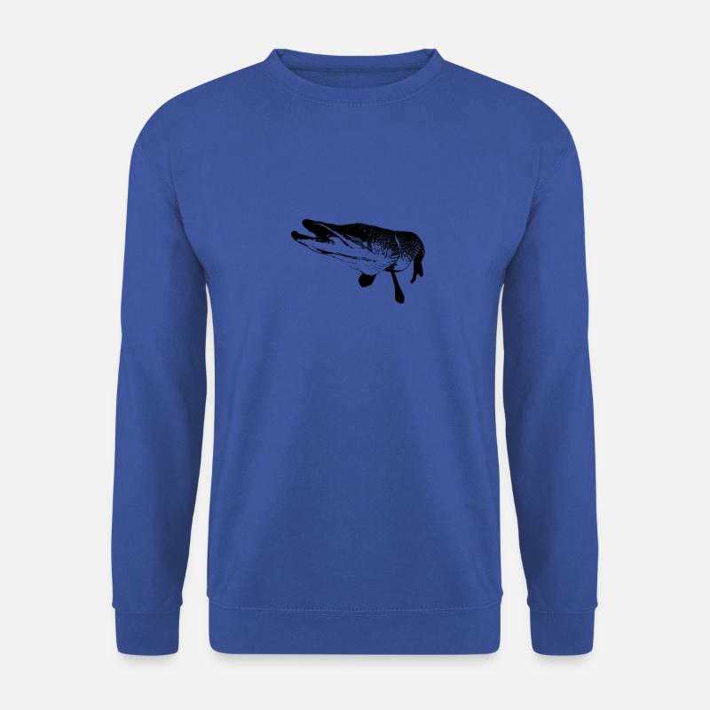 Hecht - schwarzer Druck - Unisex Pullover - Royalblau