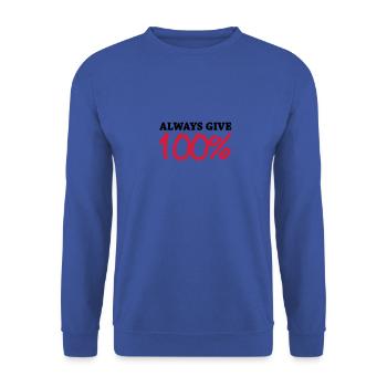 Always give 100 - Unisex Pullover - Royalblau - Vorne - Alina (178cm) & Michal (187cm)
