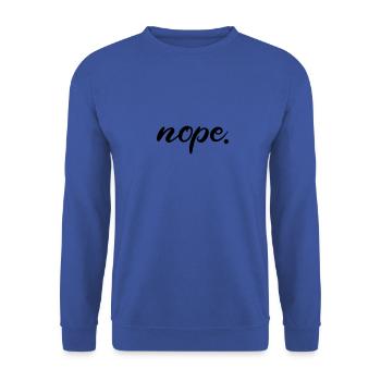 "Nope" cooles lustiges Design - Unisex Pullover - Royalblau - Vorne - Alina (178cm) & Michal (187cm)