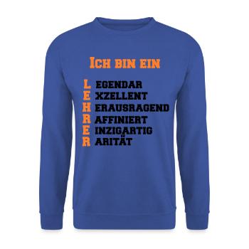 Lehrer - Unisex Pullover - Royalblau - Vorne - Alina (178cm) & Michal (187cm)