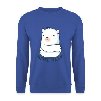 Ours polaires Free Hugs - Animaux amants - Sweat-shirt Unisexe - bleu royal - Devant - Alina (178cm) & Michal (187cm)