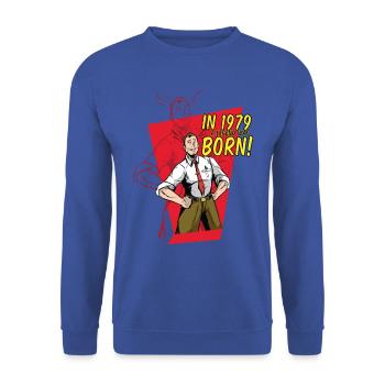 1979 wurde eine Legende geboren - Unisex Pullover - Royalblau - Vorne - Alina (178cm) & Michal (187cm)