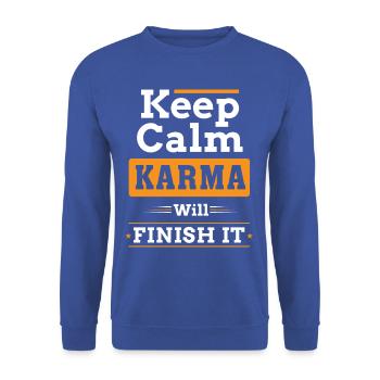 Keep Calm KARMA veut FINIR - Sweat-shirt Unisexe - bleu royal - Devant - Alina (178cm) & Michal (187cm)