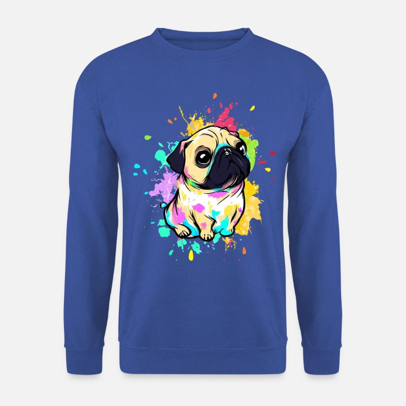 Niedliches buntes kreatives Mops-Design - Unisex Pullover - Royalblau