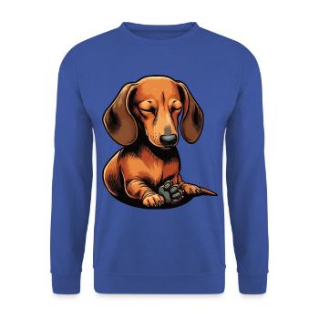 Dackel Dackelbesitzer Dackelliebhaber Dachshund - Unisex Pullover - Royalblau - Vorne - Alina (178cm) & Michal (187cm)
