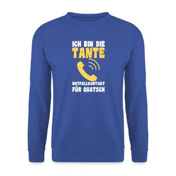 Tante motif familial - Sweat-shirt Unisexe - bleu royal - Devant - Alina (178cm) & Michal (187cm)