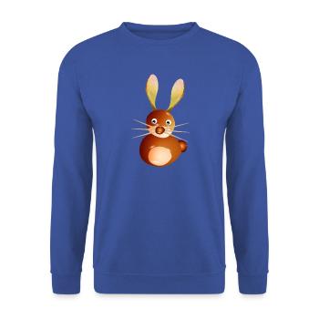 Niedliches Kastanien-Kaninchen – Bastelspaß & Kind - Unisex Pullover - Royalblau - Vorne - Alina (178cm) & Michal (187cm)