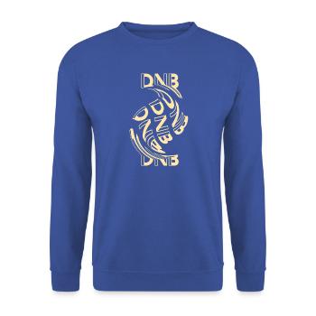 Dnb Outfit Drum & Bass Rave-Outfit Trippy - Unisex Pullover - Royalblau - Vorne - Alina (178cm) & Michal (187cm)