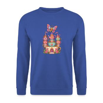 Traumcastle Tee mit Schmetterling - Unisex Pullover - Royalblau - Vorne - Alina (178cm) & Michal (187cm)