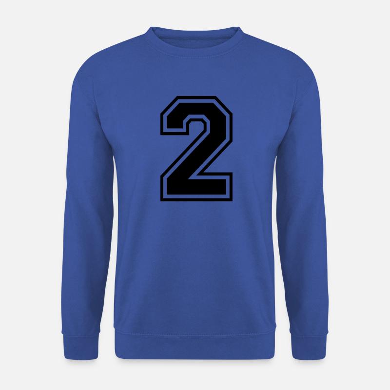 2 Zwei Nummer Ziffer Zahl Rückennummer Geschenk - Unisex Pullover - Royalblau