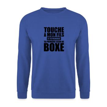 touch my son you will take your 1st boxing lesson - Unisex Sweatshirt - royal blue - Front - Alina (178cm) & Michal (187cm)