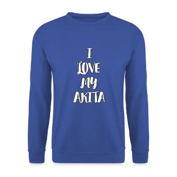 I love my Akita (white) - Unisex Sweatshirt - royal blue - Front - Alina (178cm) & Michal (187cm)