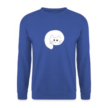 Katze weiss 1 - Unisex Pullover - Royalblau - Vorne - Alina (178cm) & Michal (187cm)