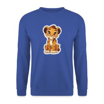 Löwe - Unisex Pullover - Royalblau - Vorne - Alina (178cm) & Michal (187cm)