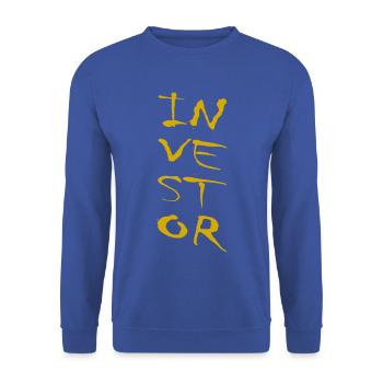 Investor: Ein kühnes Finance-Statement - Unisex Pullover - Royalblau - Vorne - Alina (178cm) & Michal (187cm)