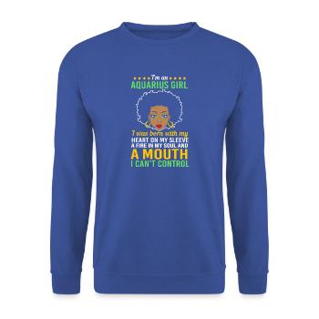 Sternzeichen Wassermann - Unisex Pullover - Royalblau - Vorne - Alina (178cm) & Michal (187cm)