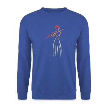Flötenspielerin Skizze Vintage - Unisex Pullover - Royalblau - Vorne - Alina (178cm) & Michal (187cm)