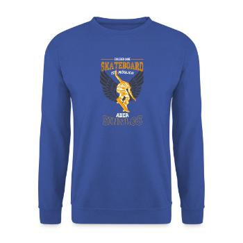 Skater Skateboard orange Leben sinnlos Geschenk - Unisex Pullover - Royalblau - Vorne - Alina (178cm) & Michal (187cm)
