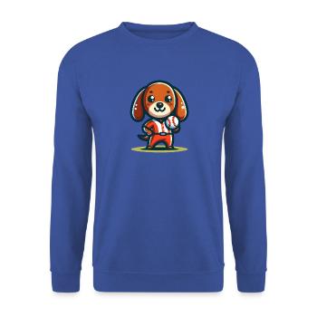 Cute Boy Dachshund Baseball Player - Unisex Sweatshirt - royal blue - Front - Alina (178cm) & Michal (187cm)