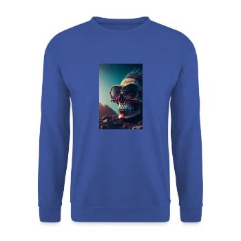 Totenkopf-Sonnenbrille! Einzigartiger Stil, origineller Humor - Unisex Pullover - Royalblau - Vorne - Alina (178cm) & Michal (187cm)