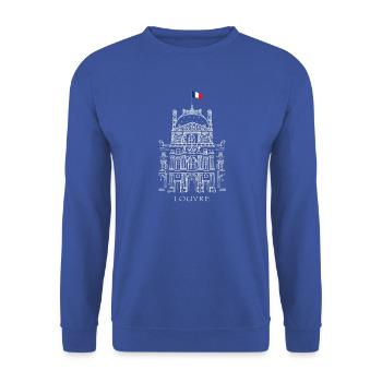 Louvre Paris, Palace-Museum Facade, France - Unisex Sweatshirt - royal blue - Front - Alina (178cm) & Michal (187cm)
