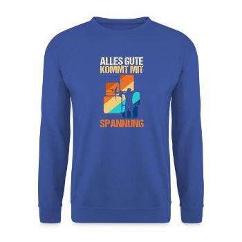 Bogenschütze Bogensport Bogenschießen - Unisex Pullover - Royalblau - Vorne - Alina (178cm) & Michal (187cm)