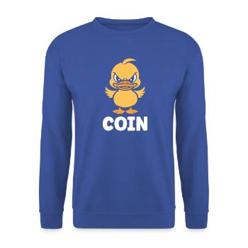 Wütende Entlein-Münze - Unisex Pullover - Royalblau - Vorne - Alina (178cm) & Michal (187cm)