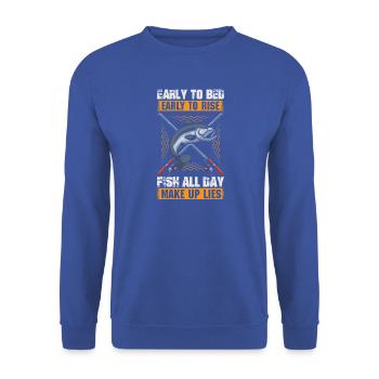 Angler Fischer Angeln Sportfischer - Unisex Pullover - Royalblau - Vorne - Alina (178cm) & Michal (187cm)