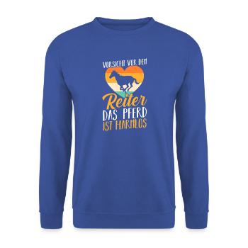 Reiten Pferdeliebhaber Reiterhof Pferde - Unisex Pullover - Royalblau - Vorne - Alina (178cm) & Michal (187cm)
