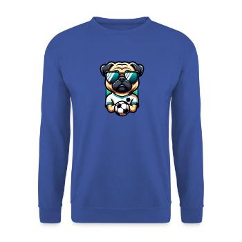 Carlin Football Chien Joueur Ball Master Fan - Sweat-shirt Unisexe - bleu royal - Devant - Alina (178cm) & Michal (187cm)