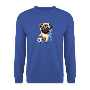 Mignon Carlin Chien Joueur De Football Champion - Sweat-shirt Unisexe - bleu royal - Devant - Alina (178cm) & Michal (187cm)