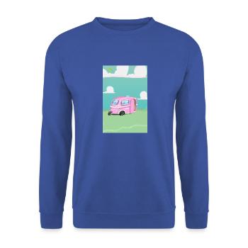 Pink Caravan Karikatur - Unisex Pullover - Royalblau - Vorne - Alina (178cm) & Michal (187cm)