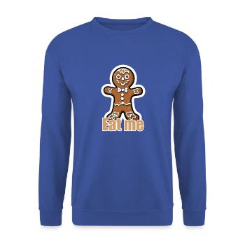 Lebkuchenmann / Weihnachten / Weihnachtsmann - Unisex Pullover - Royalblau - Vorne - Alina (178cm) & Michal (187cm)