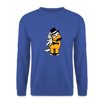 Cheval Sir Lord Rich Monocle Lunettes Chapeau haut de forme - Sweat-shirt Unisexe - bleu royal - Devant - Alina (178cm) & Michal (187cm)