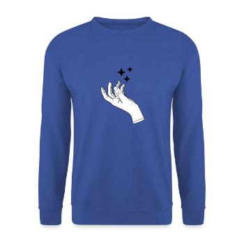 hand sterne - Unisex Pullover - Royalblau - Vorne - Alina (178cm) & Michal (187cm)