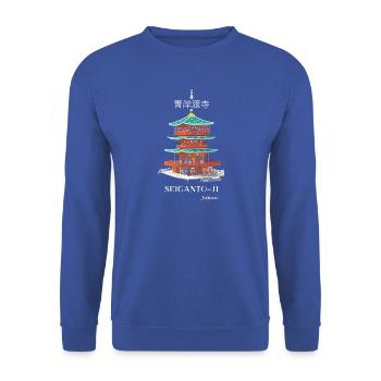 Japan, Seiganti-ji Pagode, Welterbe Zeichnung - Unisex Pullover - Royalblau - Vorne - Alina (178cm) & Michal (187cm)