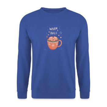 Warme Umarmungen in der Katzentasse - Unisex Pullover - Royalblau - Vorne - Alina (178cm) & Michal (187cm)