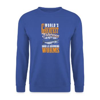 Fischer Sportfischer Angeln Angler Spruch - Unisex Pullover - Royalblau - Vorne - Alina (178cm) & Michal (187cm)