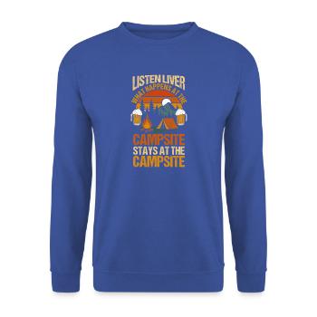 Camping Bonfire Camp Life Forest Camper - Unisex Pullover - Royalblau - Vorne - Alina (178cm) & Michal (187cm)
