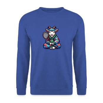 Chèvre Joueur De Tennis Design Sportif - Sweat-shirt Unisexe - bleu royal - Devant - Alina (178cm) & Michal (187cm)