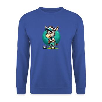 Golfspielender Esel Mit Schläger - Unisex Pullover - Royalblau - Vorne - Alina (178cm) & Michal (187cm)