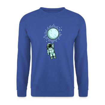 Astronaut Weltraum Mond - Unisex Pullover - Royalblau - Vorne - Alina (178cm) & Michal (187cm)