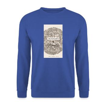 "Die Erde lacht in Blumen" - Unisex Pullover - Royalblau - Vorne - Alina (178cm) & Michal (187cm)
